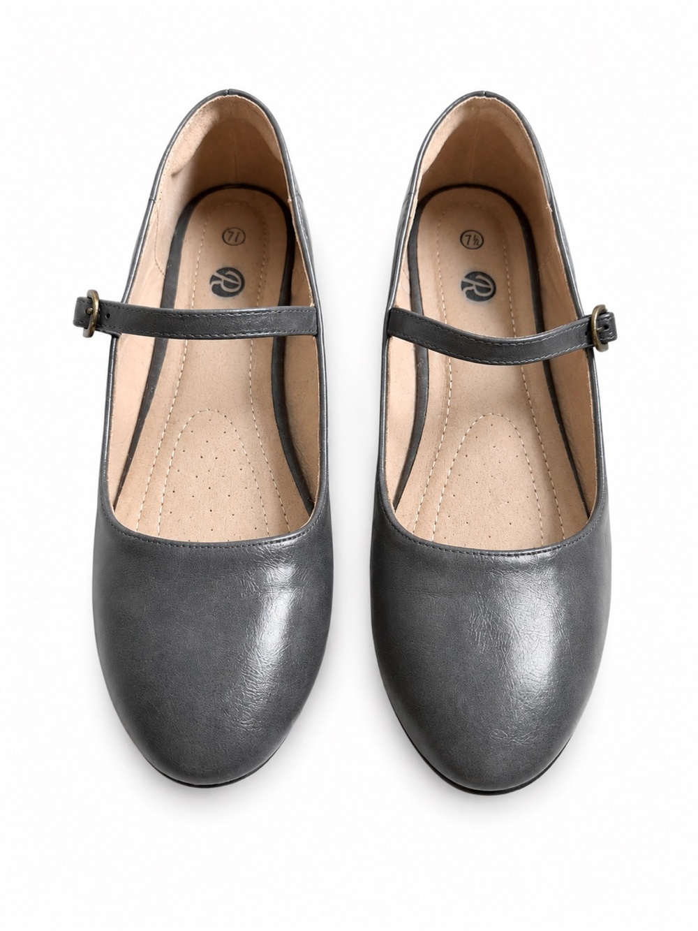 R Women’s Mary Jane Flats Size 7.5 Gray Color Ballet Flats Office Work Casual - Picture 2 of 4